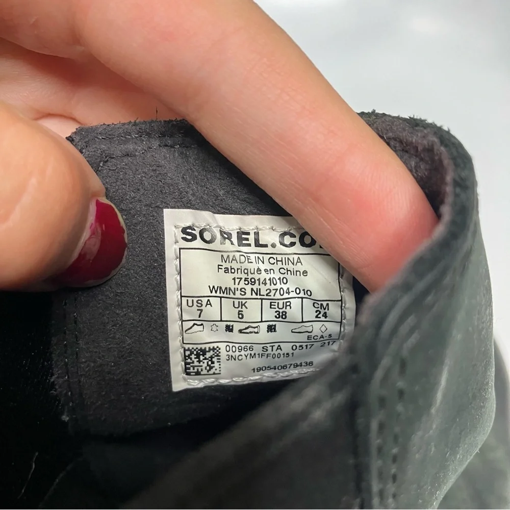 Sorel Black Leather Ankle Wedge Boot - Picture 8 of 9